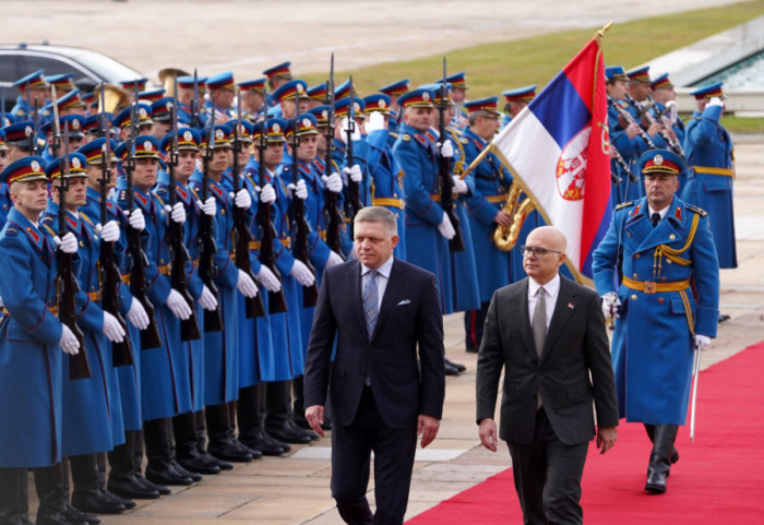 Premijer Slovačke Robert Fico u Beogradu, svečani doček ispred Palate Srbija