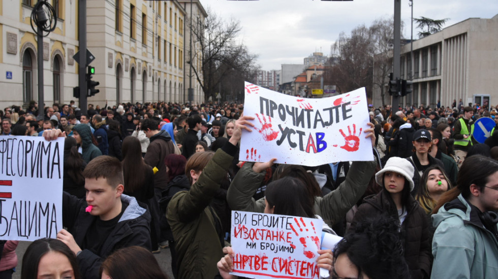 Students, pupils, and citizens on the streets in several cities in Serbia