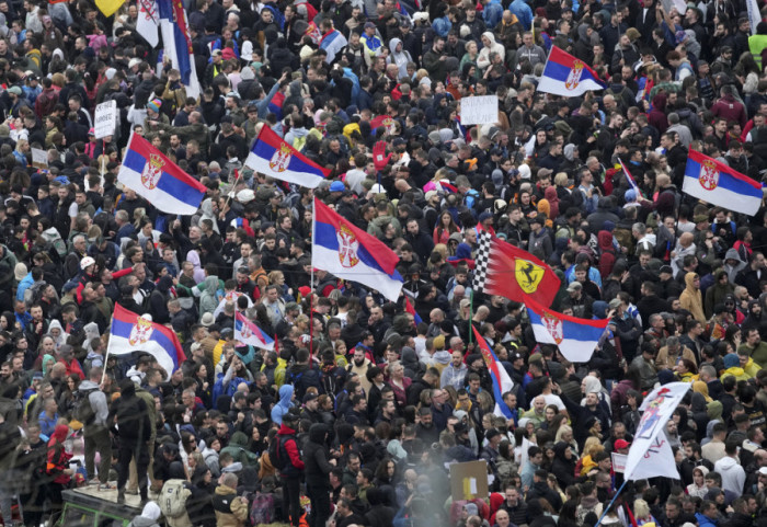 Students and Citizens at the "15th for 15" Protest in Belgrade