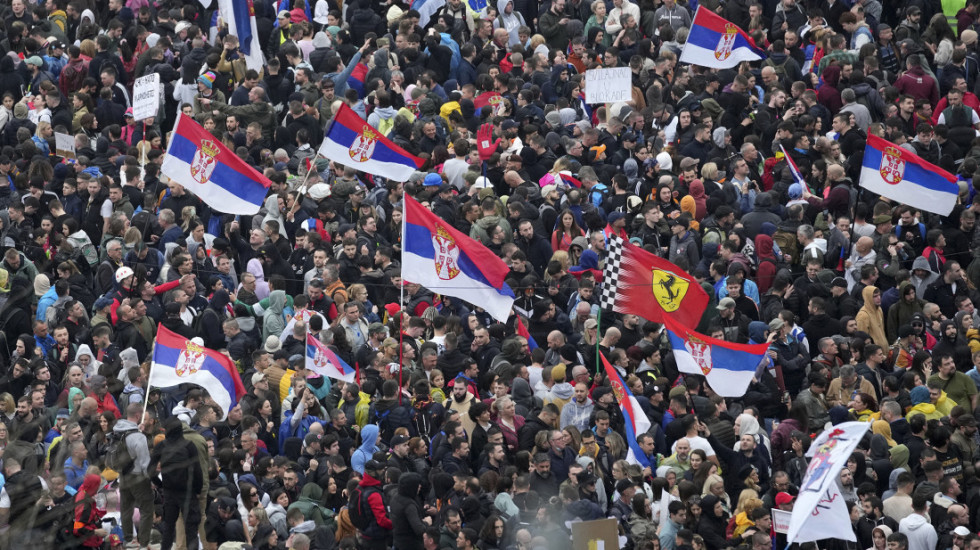 Students and Citizens at the "15th for 15" Protest in Belgrade