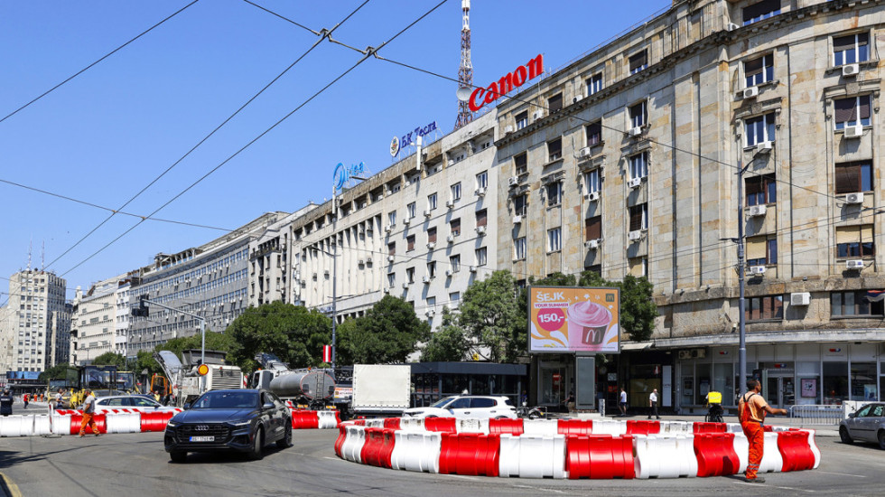 Nastavak radova na Trgu Republike i Terazijama do 18. avgusta, na snazi privremeni režim saobraćaja