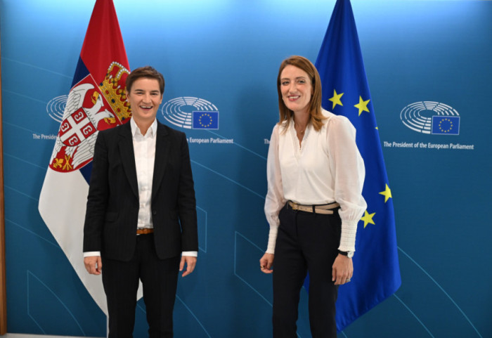 Ana Brnabic Meets with President of the European Parliament, Talks Also Cover MEPs’ Presence at Protests in Serbia