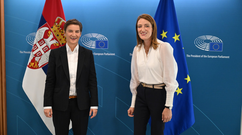 Ana Brnabic Meets with President of the European Parliament, Talks Also Cover MEPs’ Presence at Protests in Serbia