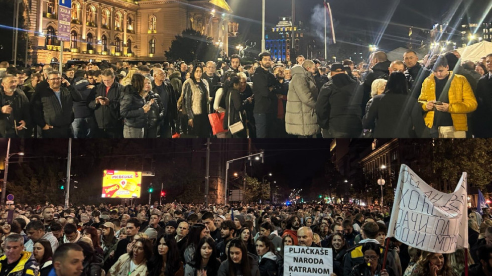 (FOTO/VIDEO) Završen skup u Pionirskom parku, građani kod Skupštine Srbije pružaju podršku Dijani Hrki