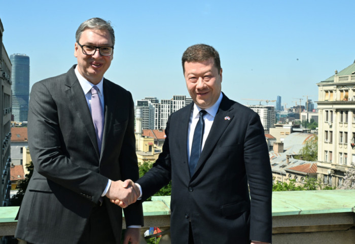 (FOTO) Vučić i Brnabić sa Okamurom: Nastavićemo da unapređujemo saradnju sa Češkom u svim oblastima