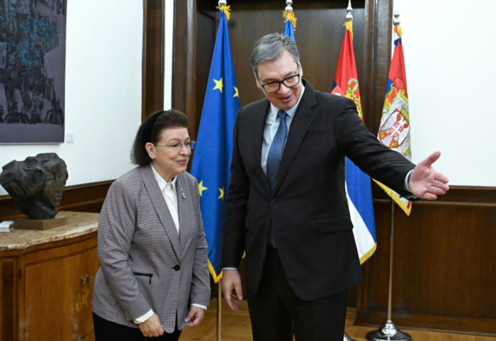 (FOTO) Vučić sa grčkom ministarkom kulture Linom Mendoni: Razgovori o zajedničkim projektima
