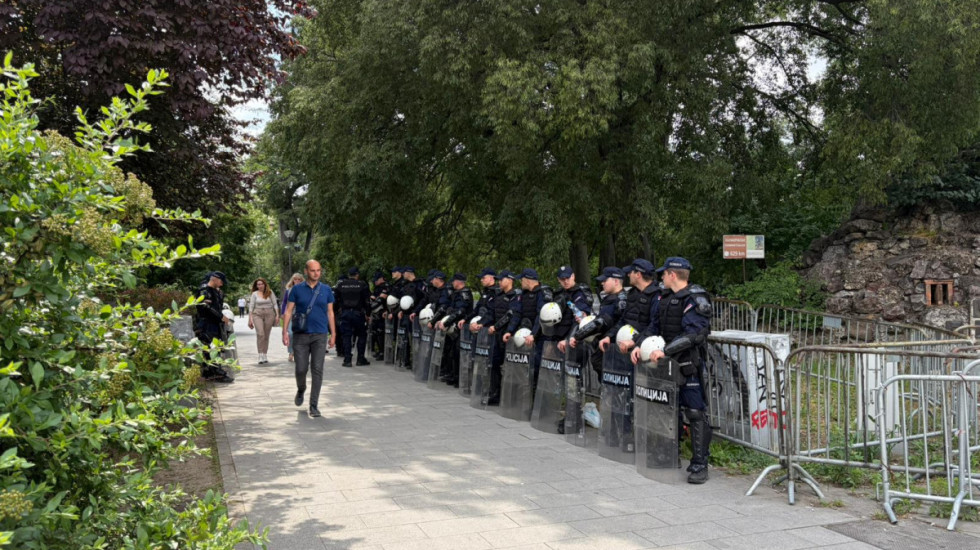 Jake policijske snage u Pionirskom parku: Okupljaju se građani, postavljena bina, pristup ograničen